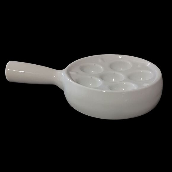 Apilco Escargot Dish Plate Tray France White Porcelain 6 Holes Farmhouse Cottage - Picture 15 of 15